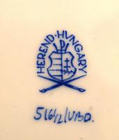 Herendi Viktória mintás süteményes tányér, kézzel festett, jelzett, kopás nyomokkal, d:16 cm