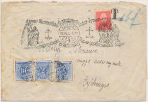 1938 Portós levél zsidó ellenes és nyilas propaganda bélyegekkel