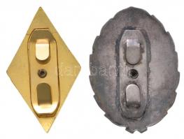 ~1970-80. "Zalka Máté Katonai Főiskola" zománcozott jelvény körző motívummal (27,5x46mm) +...