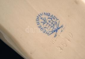 Herendi egyszínű Eton mintás cipőcske, kézzel festett, jelzett, hibátlan, h:10 cm, m:5,5 cm