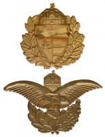 2db aranyozott jelvény tétel: Légierő pilótajelvény + Magyar címer jelvény T:2