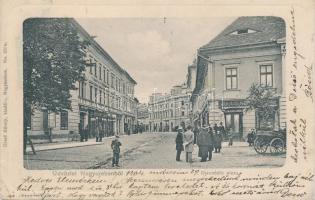 Nagyszeben, Hermannstadt, Sibiu; Disznódi utca, Julius Wermescher kereskedése, kiadja Graef Károly / street, shop