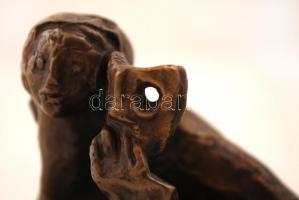 Kerényi Jenő (1908-1975): Színjáték. Bronz, jelzett, számozott (7/1), márvány talapzaton, m:13  cm, ...