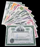 Amerikai Egyesült Államok 1962-1978. 10db klf részvény perforációval, bélyegzésekkel, lyukasztással ...