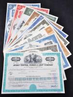 Amerikai Egyesült Államok 1960-1978. 10db klf részvény perforációval, bélyegzésekkel, lyukasztással ...