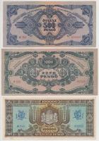 1941. 20P + 1945. 500P + 1000P "MNB" bélyeggel + 10.000P (2x) egyik "MNB" bélyeg...