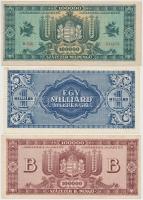 1941. 20P + 1945. 500P + 1000P "MNB" bélyeggel + 10.000P (2x) egyik "MNB" bélyeg...