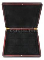 Exkluzív mahagóni fa érmetartó kazetta bársonybéléssel, 12db nagyobb férőhelyet tartalmazó kivehető ...