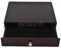 Exkluzív mahagóni fa érmetartó kazetta bársonybéléssel, 12db nagyobb férőhelyet tartalmazó kihúzható...