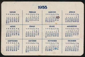 1954 Állami Áruház reklámos kártyanaptár