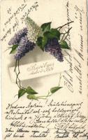 3 db RÉGI virág motívumlap egy lithoval / 3 old flower motive cards with one litho