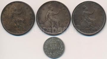 Nagy-Britannia 1862-1863. 1p Br "Viktória" (3x) + 1903. 6p Ag "V. György" T:2-,3...