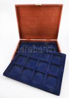 Fa érmetartó doboz 2db műanyag, bársony borítású érmetartó tálcával, összesen 24 férőhellyel