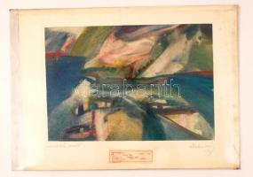 Iványi Ödön (1918-1985): Sziklás part, akvarell, papír, jelzett, szélén kis szakadással, 35×51 cm