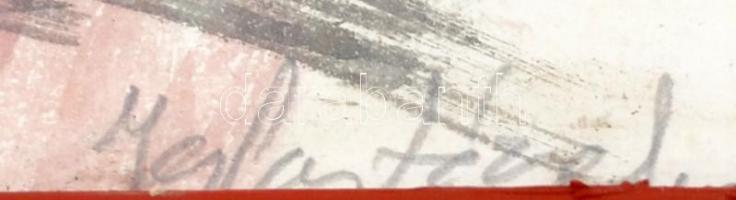 Iglay József (1905-1980): Folyópart, akvarell, papír, jelzett, üvegezett fa keretben, 36,5×49,5 cm