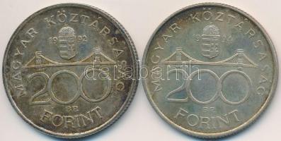 1992-1994. 200Ft Ag (2x) "MNB" + "Deák" T:2 patina, kis ph