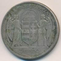 1930. 5P Ag "Horthy jobbra" T:3 patina 
Adamo P8