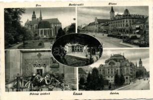 Kassa, Kosice; Dóm, Bankó-szálló, Főutca, Rákóczi-emlékmű, Színház / Cathedral, hotel, main square, Rákóczi memorial, Theater