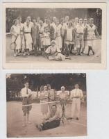 cca 1925 Teniszjátékosok, 2 db vintage fotó, 8,5x10,5 cm és 9x14 cm