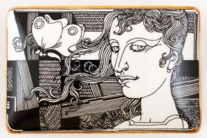 Hollóházi Szász Endre által tervezett doboz, szita, jelzett, hibátlan, eredeti dobozában, 13×8 cm