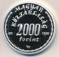 1998. 2000Ft Ag "Eötvös Lóránd" dísztokban, tanúsítvánnyal T:PP