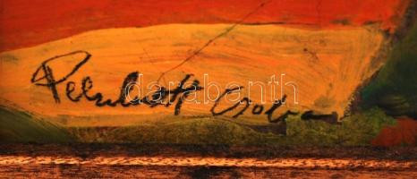 Perlrott jelzéssel: Falu határ. Olaj, farost, keretben, 62×46 cm