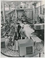 cca 1969 Szolnok, próbaüzem a Tiszamenti Vegyiművek mosószer üzemében, vintage hírfotó, 22x17 cm