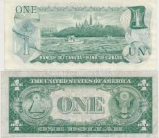 Vegyes: Amerikai Egyesült Államok 1935C 1$ kék pecséttel + Kanada 1973. 1$ vágott T:III
Mixed: USA ...
