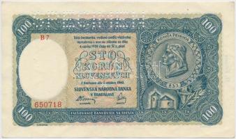 Szlovákia 1940. 100K &quot;SPECIMEN&quot; T:II- Slovakia 1940. 100 Korun &quot;SPECIMEN&quot; C:VF Krause 10s