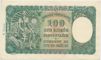 Szlovákia 1940. 100K "SPECIMEN" T:II-
Slovakia 1940. 100 Korun "SPECIMEN" C:VF
...