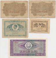 Románia / Német megszállás 1917. 25b (2x) + 1945 20L + 100L + 1966. 10L T:III,III- Romania / German occupation 1917. 25 Bani (2x) + 1945. 20 Lei + 100 Lei + 1966. 10 Lei C:F,VG