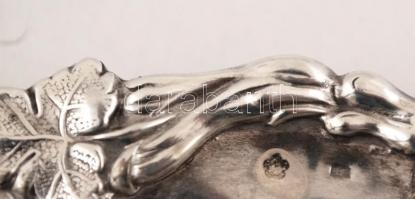 1939 svéd monogrammos ezüstözött alpakka tálca, jelzett, " Vellinge" felirattal, szőlő min...