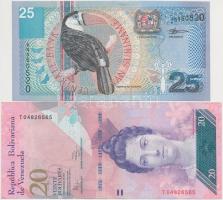 Vegyes: Venezuela 2011. 20B + Suriname 2000. 25G T:III, I-  Mixed: Venezuela 2011. 20 Bolivares + Suriname 2000. 25 Gulden C:F,AU