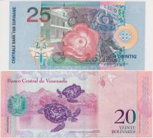 Vegyes: Venezuela 2011. 20B + Suriname 2000. 25G T:III, I- 
Mixed: Venezuela 2011. 20 Bolivares + S...