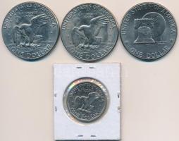 Amerikai Egyesült Államok 1974D-1977D 1$ "Eisenhower" (3xklf) + 1980P 1$ "Susan B. An...