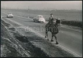 cca 1962 Vándorcirkusz szereplője, vintage fotó, 16,5x24 cm