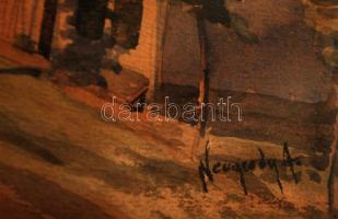 Neogrády jelzéssel: Utca részlet. Akvarell, papír, üvegezett keretben, 20×29 cm