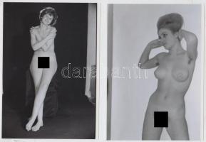 cca 1970 Kacéran-pucéran, 4 db finoman erotikus fénykép, korabeli negatívokról készült modern nagyít...