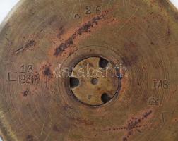 Ágyú hüvelyből készített csikktartó, réz, jelzett, d:13 cm