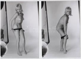 cca 1976 Titkárnői képességek, 7 db finoman erotikus fénykép, korabeli negatívokról készült modern n...