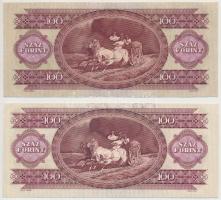 1968. 100Ft nyomdai papírránccal + 1989. 100Ft nyomdai festékhibával T:I