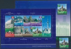 Architectural heritage set 1 value + 2 stamp-booklet sheet, Építészeti örökségek sor egy értéke + bélyegfüzet 2 lapja