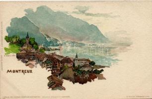 Montreux, Velten&#039;s Künstlerpostkarte No. 442. litho s: F. Voellmy