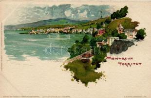 Montreux-Territet, Velten&#039;s Künstlerpostkarte No. 444. litho s: F. Voellmy