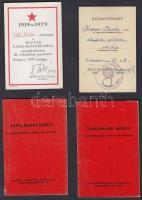 1945-1979 8 db különféle igazolvány: SZDP, FKGP, Magyar-Szovjet Társaság, tanulmányi könyv, stb