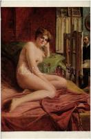 During the sitting / Erotic nude art postcard s: A. Pereira da Silva