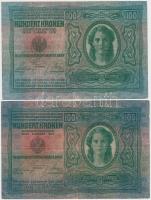 1912. 100K piros "MAGYARORSZÁG" körbélyegzővel + 100K "BIHAR VÁRMEGYE VÁRADSZENTMÁRTO...