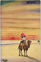 "Am Ziel" / Turkish soldier boy on camel, A.R. & C.i.B. No. 724/2.