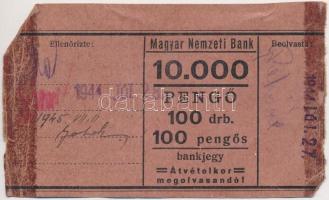 1930. 100P (100x) szakadt bankjegy kötegelővel T:vegyes