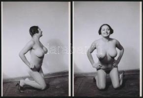 cca 1968 Bűvölet a varázsszőnyegen, 4 db finoman erotikus fénykép, korabeli negatívokról készült mod...